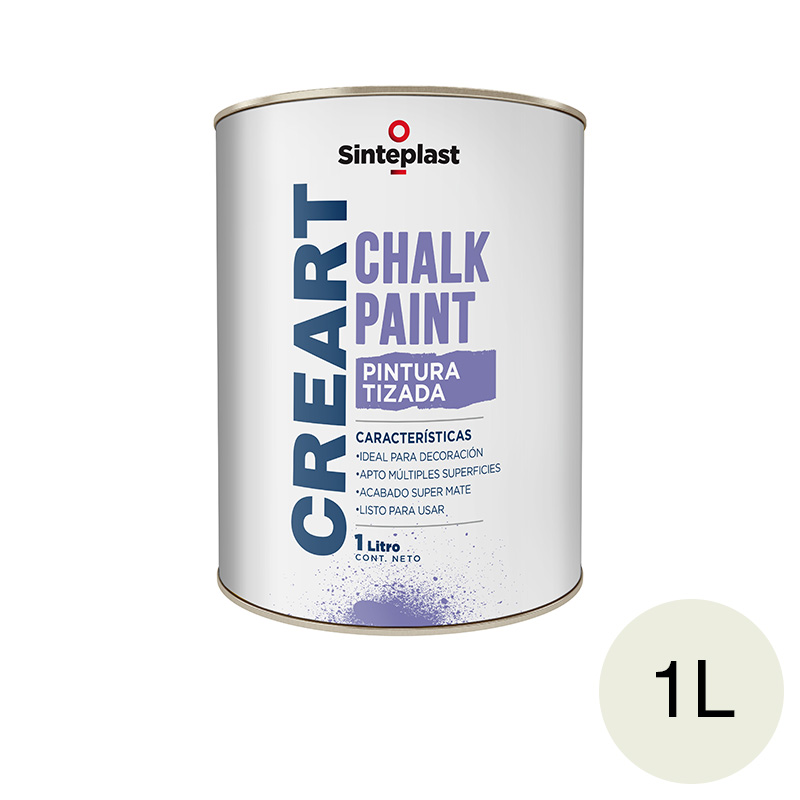 Pintura acrilica tizada Creart Chalk Paint interior blanco algodon mate lata x 1l