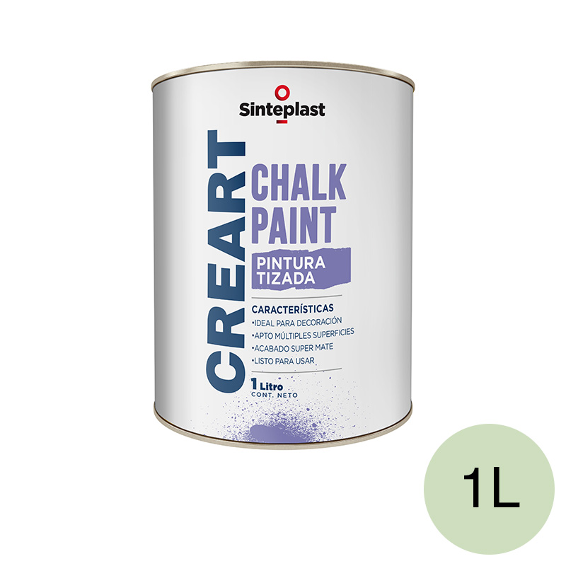 Pintura acrilica tizada Creart Chalk Paint interior verde pacifico mate lata x 1l