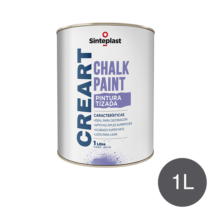 Pintura acrilica tizada Creart Chalk Paint interior gris sombra mate lata x 1l