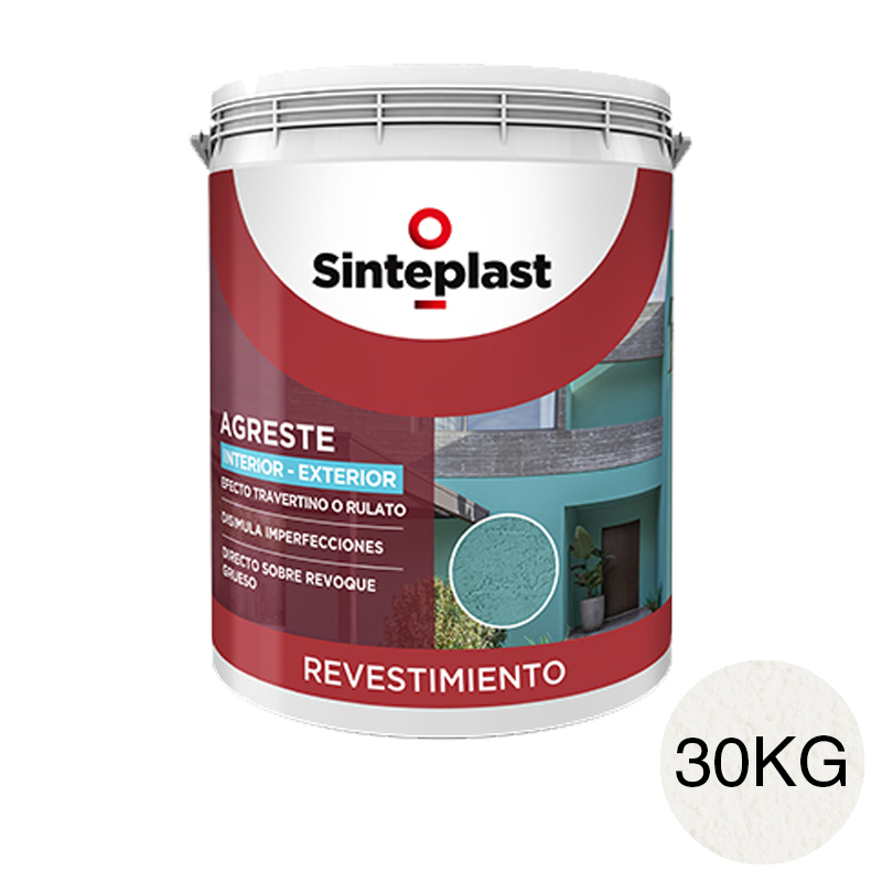 Revestimiento acrilico decorativo Agreste textura gruesa exterior interior blanco mate balde x 30kg
