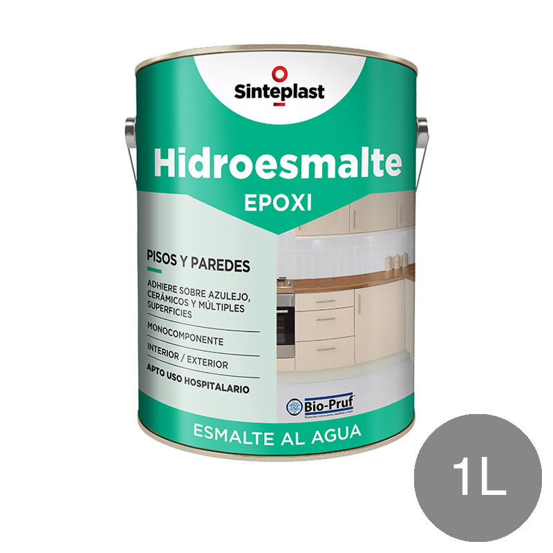 Hidroesmalte epoxi pisos paredes exterior interior gris satinado lata x 1l