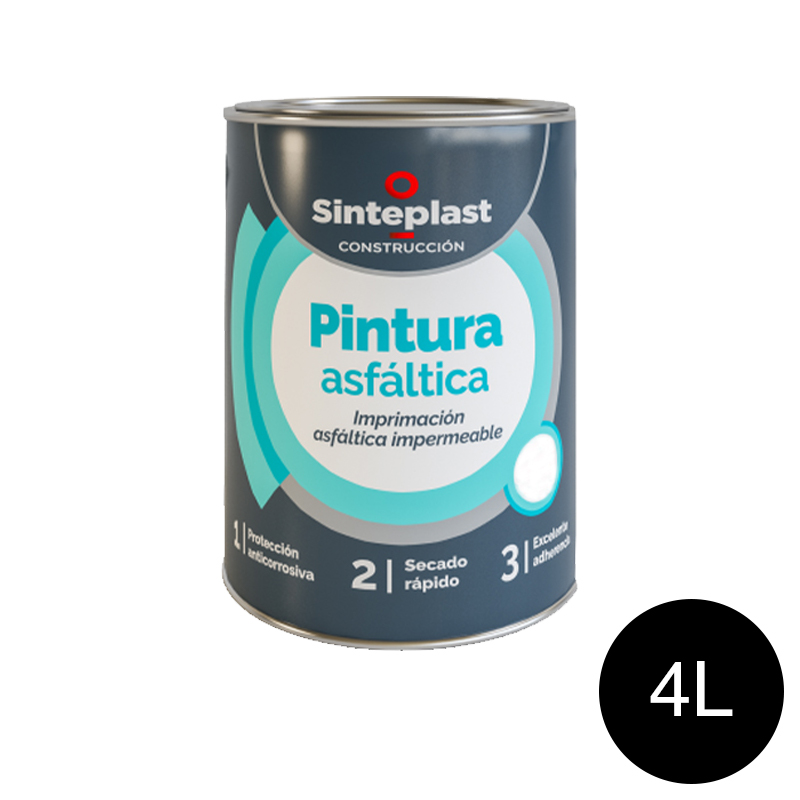 Pintura asfaltica impermeable base solvente exterior lata x 4l