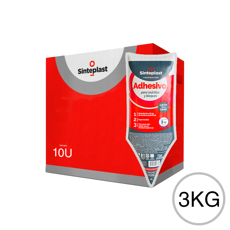 Mortero adhesivo acrilico ladrillos bloques blanco manga x 3kg caja x 10u