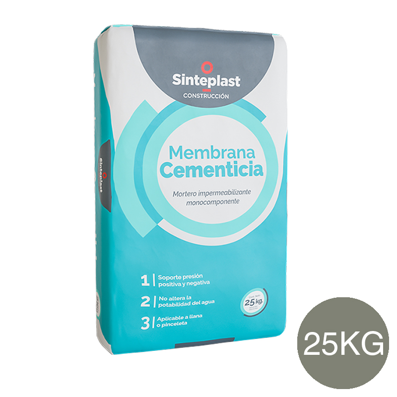 Membrana cementicia impermeabilizante monocomponente gris cemento bolsa x 25kg