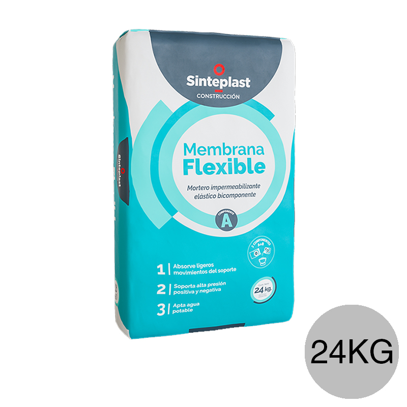 Membrana cementicia impermeabilizante flexible bicomponente parte A gris bolsa x 24kg