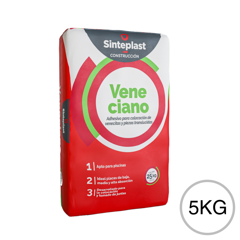 Adhesivo Veneciano p/venecitas y piezas translucidas exterior interior blanco bolsa x 5kg