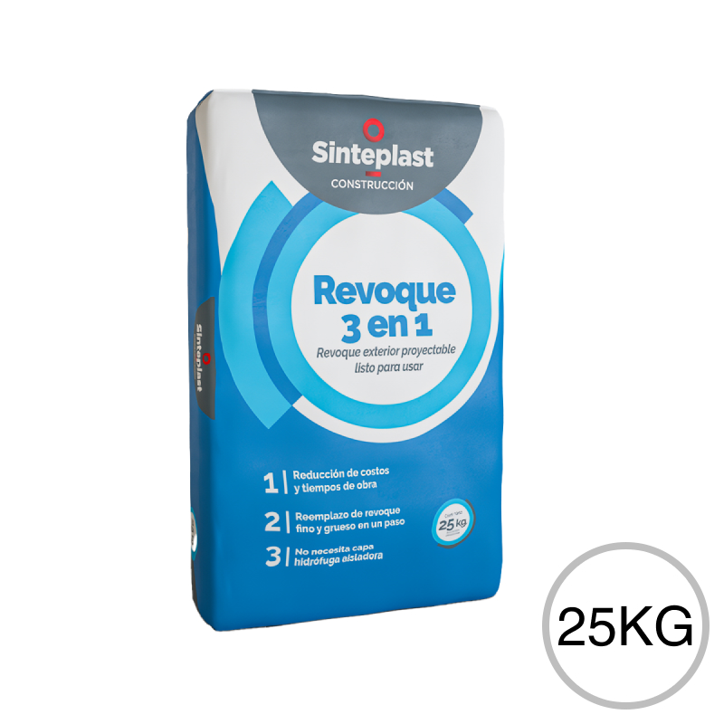 Revoque proyectable 3 en 1 exterior gris bolsa x 25kg