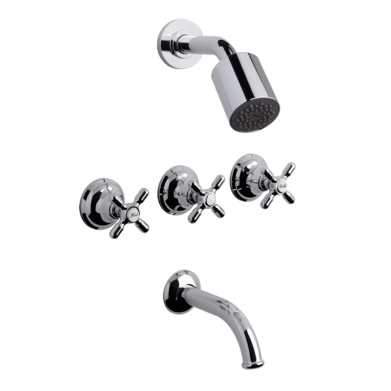 Griferia bañera y ducha acero Newport plus con transferencia cromado brillante