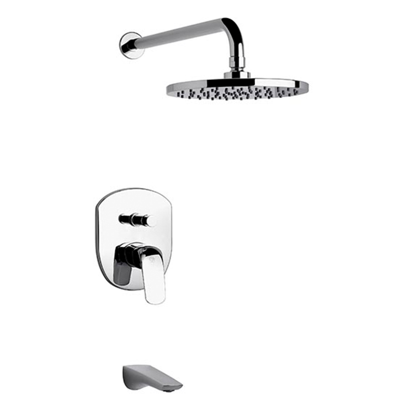 Griferia bañera y ducha acero Epuyen monocomando con transferencia cromado brillante