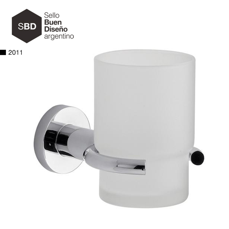 Porta cepillos acero y acrilico Libby cromado brillante 68mm x 95mm x 113mm