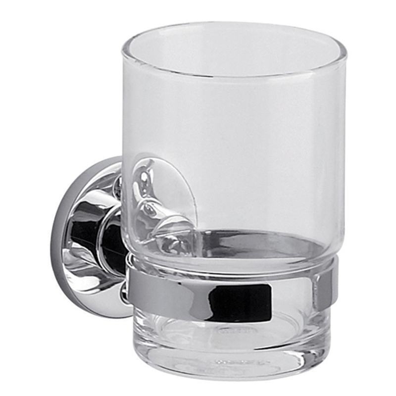 Porta cepillos acero y acrilico Arizona cromado brillante 95mm x 95mm