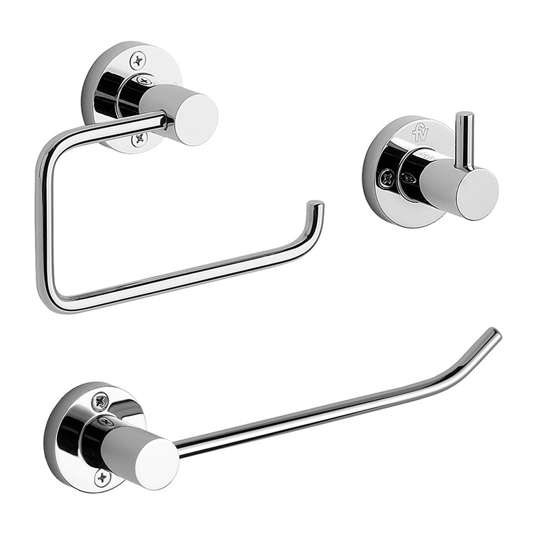 Accesorios baño acero California cromado brillante kit x 3u