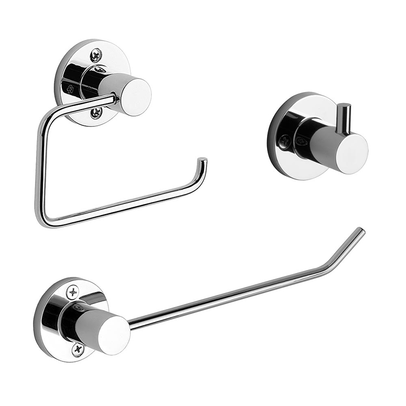 Accesorios baño acero Arizona cromado brillante kit x 3u