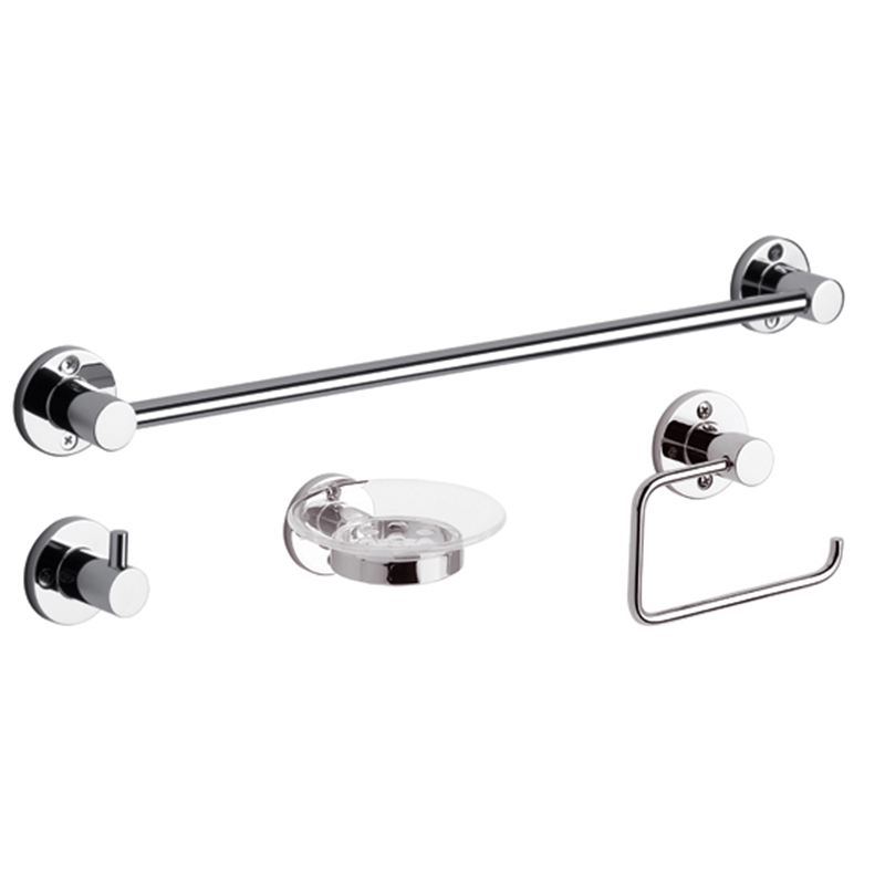 Accesorios baño acero Arizona cromado brillante kit x 4u