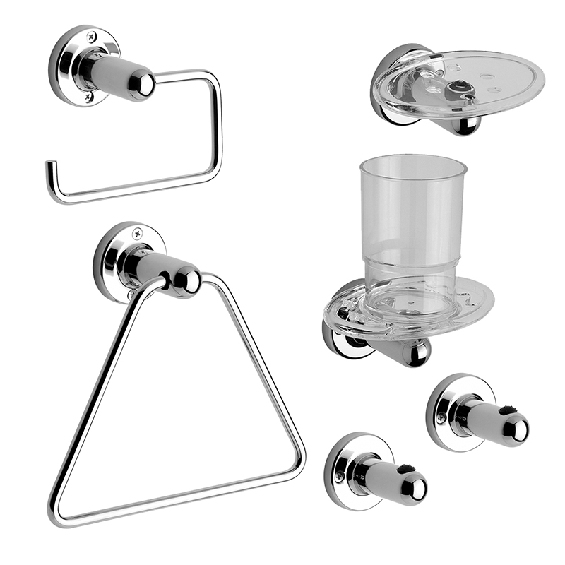 Accesorios baño acero Allegro cromado brillante kit x 6u
