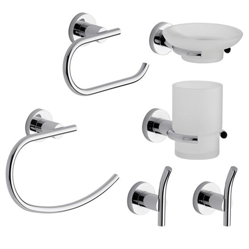 Accesorios baño acero Libby cromado brillante kit x 6u