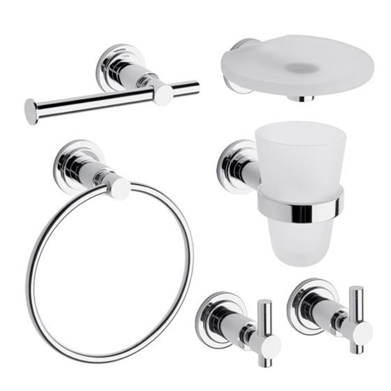 Accesorios baño acero Temple cromado brillante kit x 6u