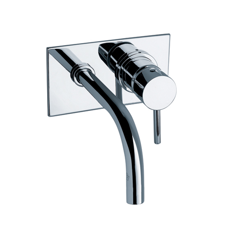 Griferia lavatorio acero Temple pared monocomando cromado brillante