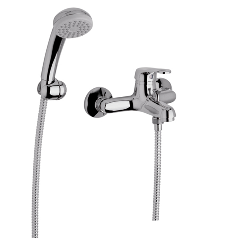 Griferia bañera ducha acero Arizona exterior manual monocomando con transferencia cromado brillante