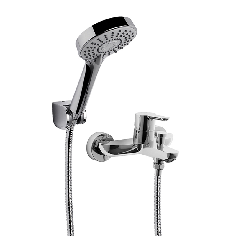 Griferia bañera y ducha acero Puelo exterior manual monocomando con transferencia cromado brillante