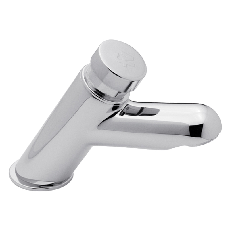 Canilla acero Pressmatic mesada 1 agua automatica inclinada cromado brillante
