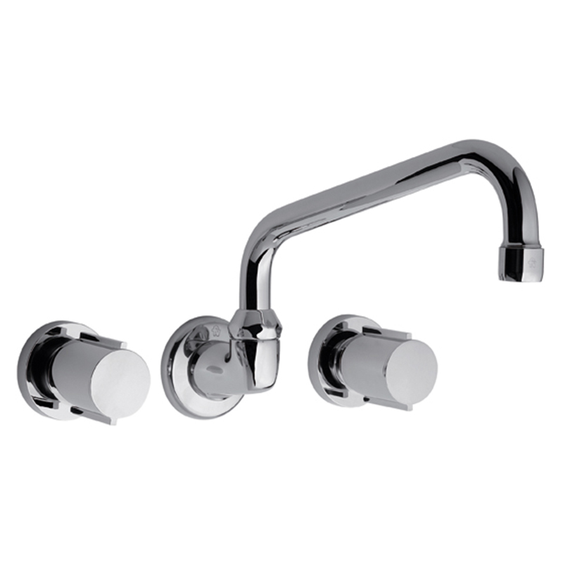 Griferia cocina/lavadero acero California pared cromado brillante