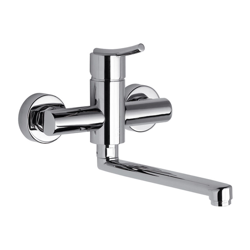 Griferia cocina acero Libby pared exterior monocomando cromado brillante