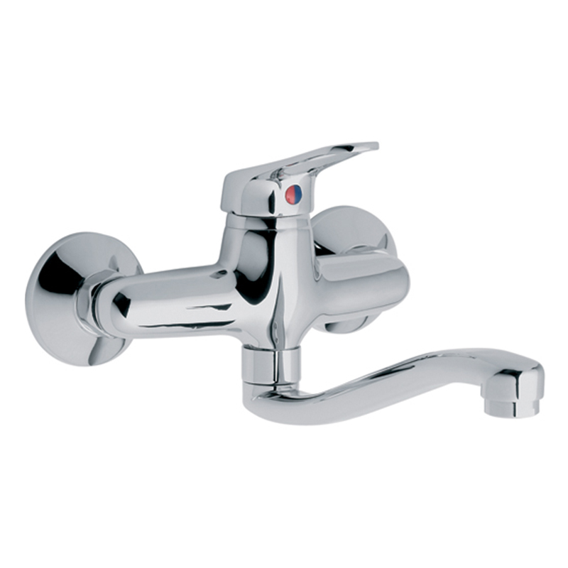 Griferia cocina acero Arizona pared exterior monocomando cromado brillante