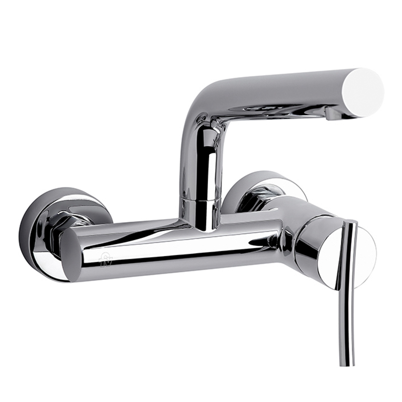 Griferia cocina acero Libby pared exterior monocomando cromado brillante