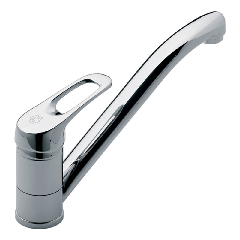 Griferia cocina acero Arizona mesada monocomando bajo cromado brillante