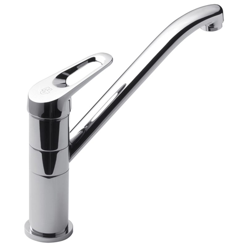 Griferia cocina acero Arizona mesada monocomando alto cromado brillante