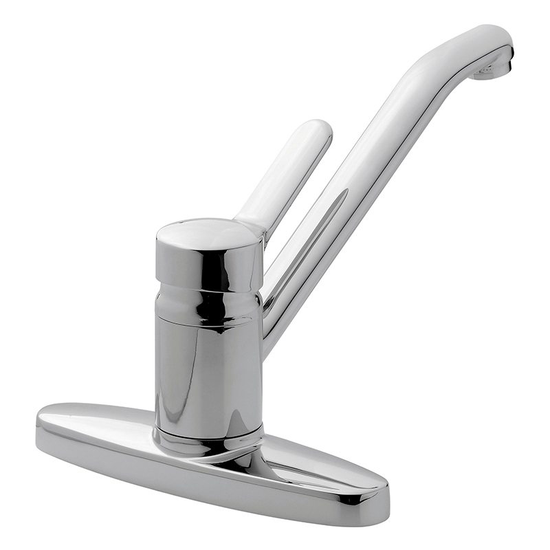 Griferia cocina acero Swing monocomando mesada 2 agujeros cromado brillante