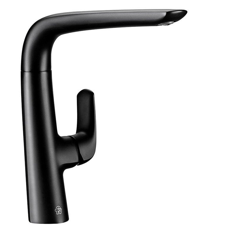 Griferia cocina acero Epuyen mesada monocomando negro mate