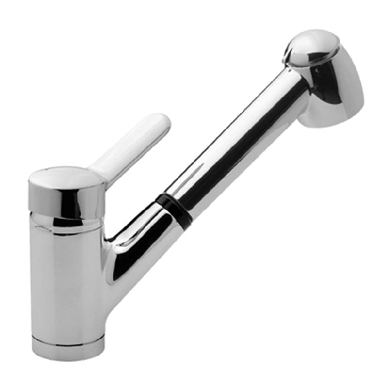 Griferia cocina acero Swing monocomando rociador manual mesada cromado brillante