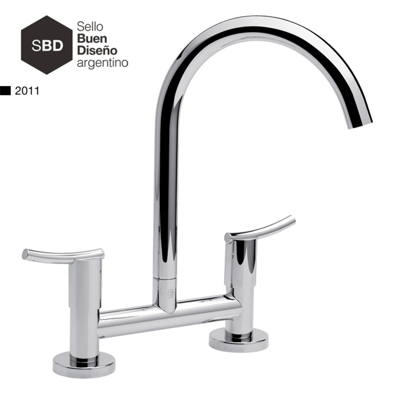 Griferia cocina acero Libby mesada exterior cromado brillante