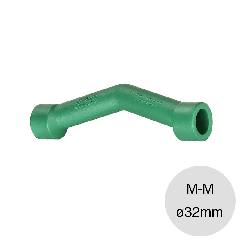 Curva sobrepaso fusion macho-macho agua polipropileno random thermofusion ø 32mm