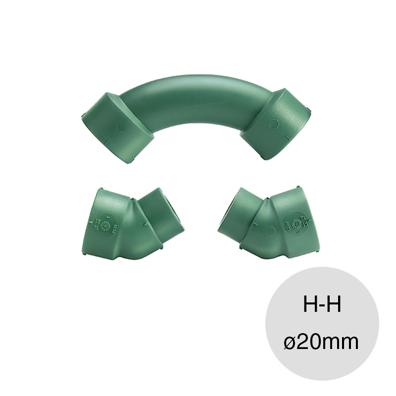 Curva sobrepaso armada hembra-hembra agua prolipropileno random thermofusion ø 20mm