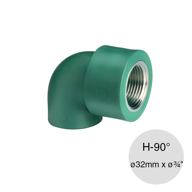 Codo 90° rosca hembra agua polipropileno random thermofusion ø 32mm x ø 3/4"