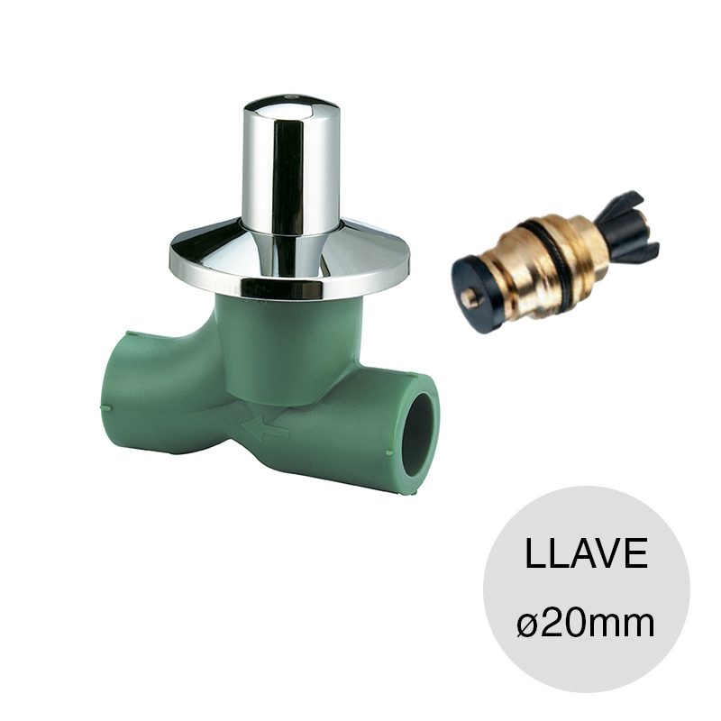 Llave paso total cabezal bronce agua polipropileno random thermofusion ø 20mm
