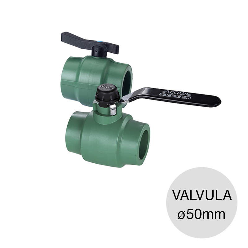 Llave paso valvula esferica manija agua polipropileno random thermofusion ø 50mm
