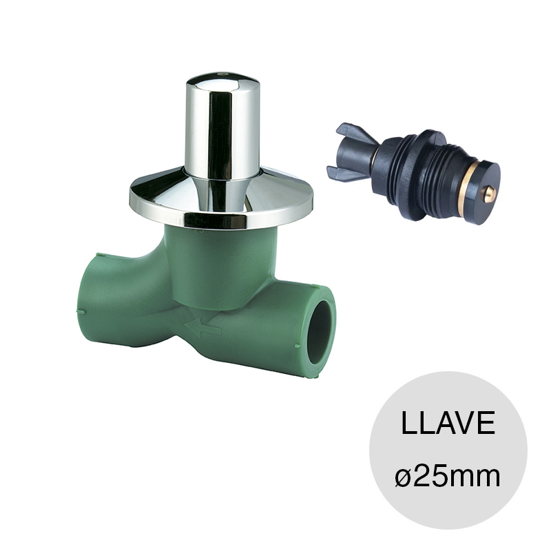 Llave paso total cabezal polimero bronce agua polipropileno random thermofusion ø 25mm