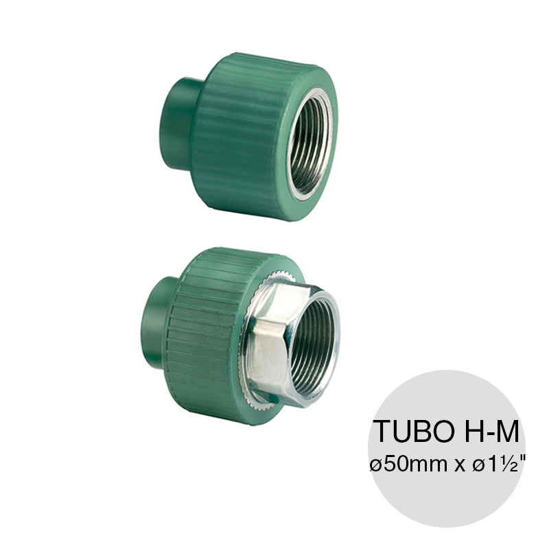 Tubo hembra enchufe macho agua polipropileno random thermofusion ø 50mm x ø 1 1/2"