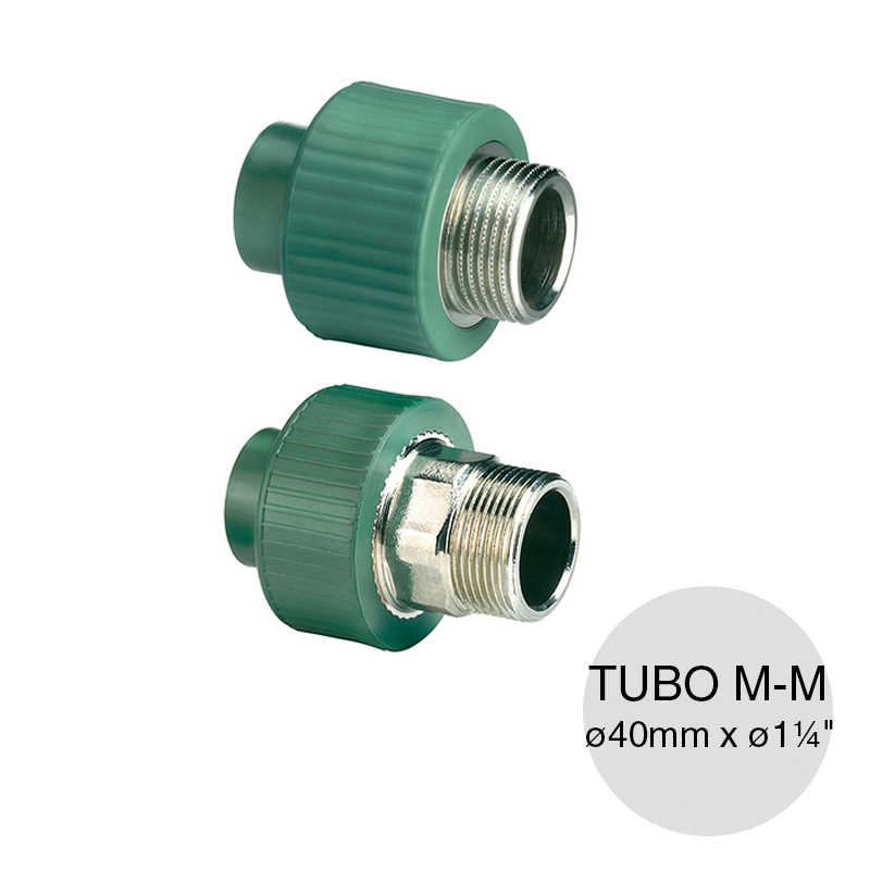 Tubo macho enchufe macho agua polipropileno random thermofusion ø 40mm x ø 1 1/4"