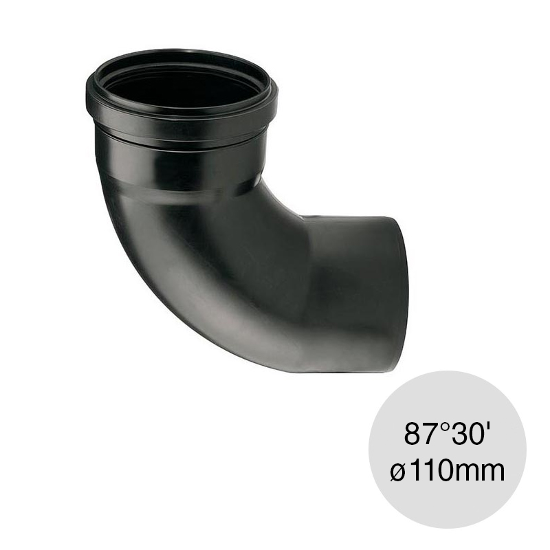 Curva macho-hembra 87°30' desagüe cloacal pluvial polipropileno union deslizante ø 110mm