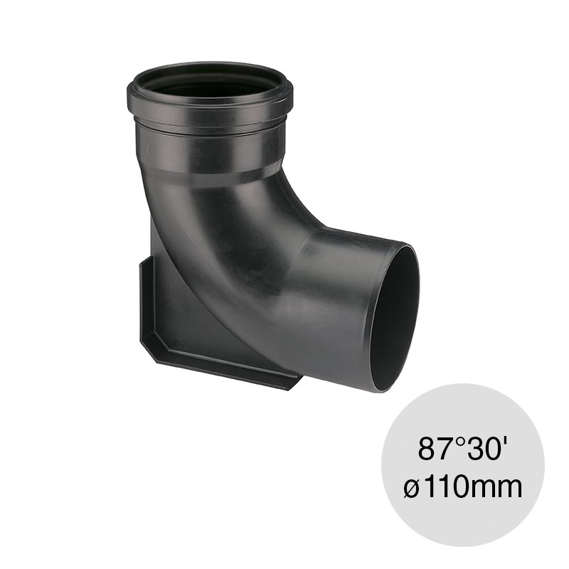 Curva 87°30' con base desagüe cloacal pluvial polipropileno union deslizante ø 110mm