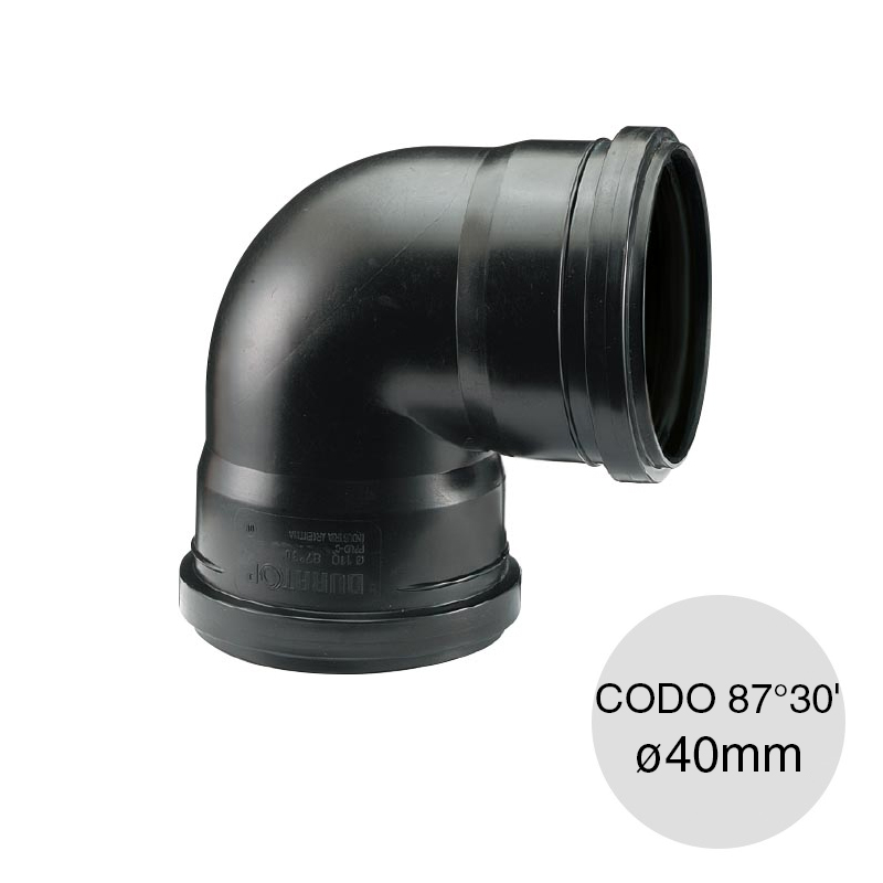 Codo 87°30' hembra-hembra desagüe cloacal pluvial polipropileno union deslizante ø 40mm