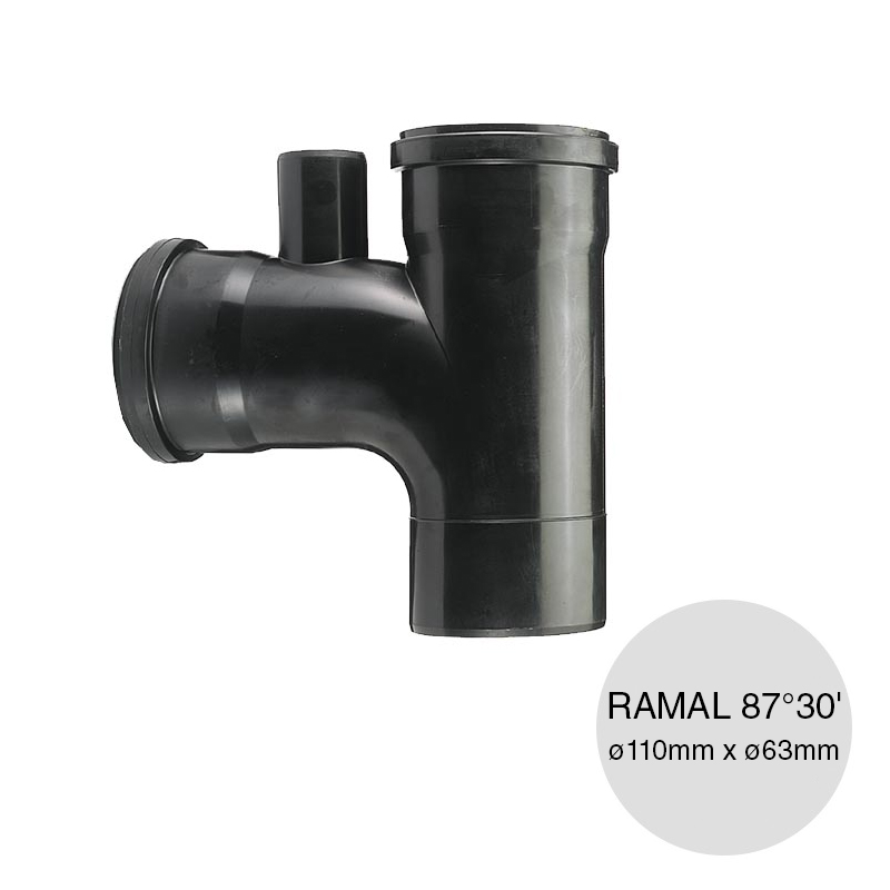 Ramal simple ventilacion 87°30' desagüe polipropileno union deslizante ø 110mm x ø 63mm