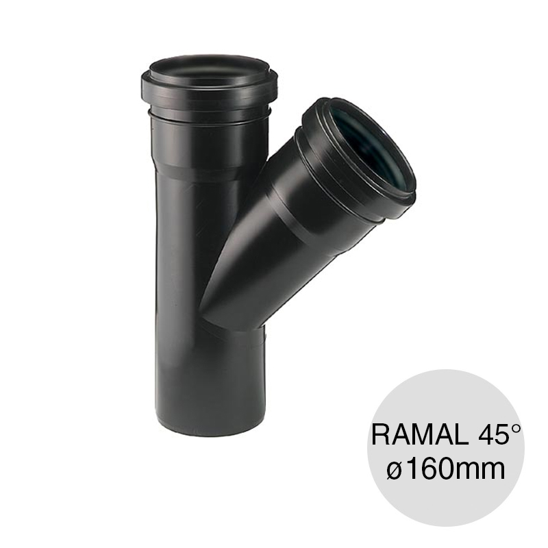 Ramal simple 45° desagüe polipropileno union deslizante ø 160mm x ø 160mm