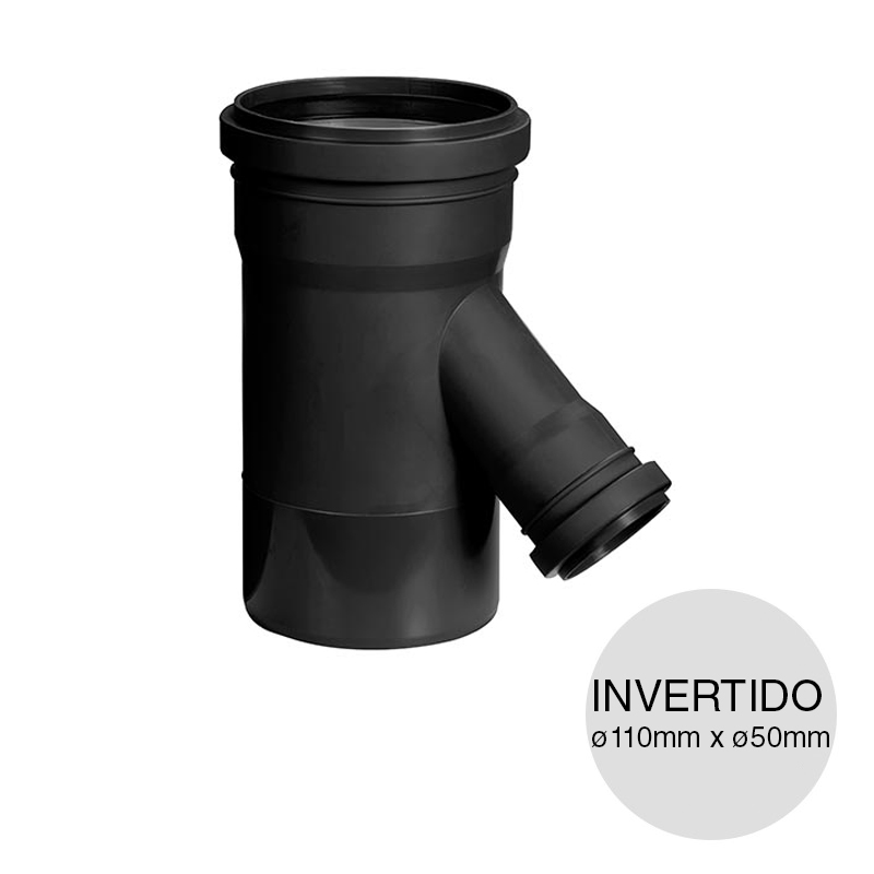 Ramal invertido 45° desagüe polipropileno union deslizante ø 110mm x ø 50mm