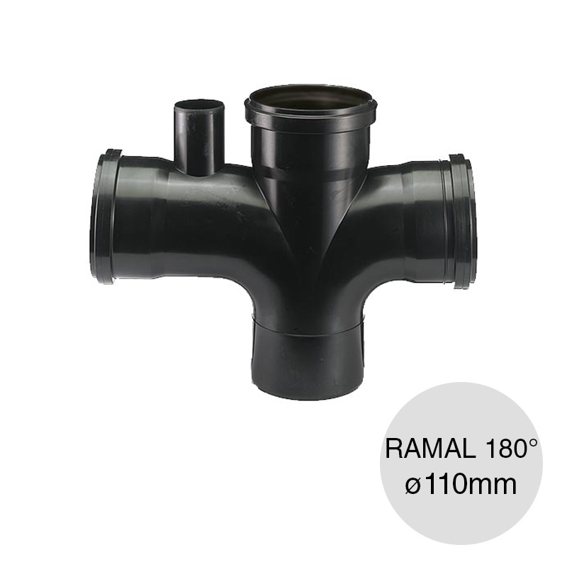 Ramal doble 180° ventilacion desagüe polipropileno union deslizante ø 110mm x ø 110mm